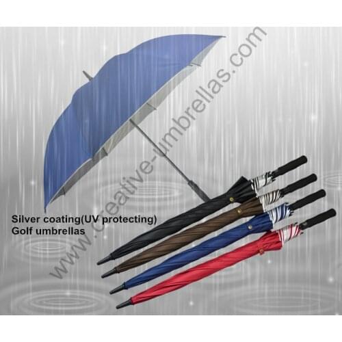3pcs/lot free diameter 120cm anti-thunder anti-rust fiberglass auto open shoulder belts blue pongee silver coating golf umbrella