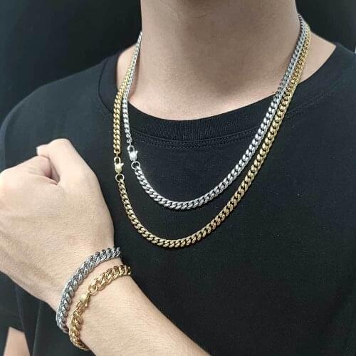 6MM High Quality Polished Cuban Link Necklaces Braceolets for Men Women Hip Hop Chains Fashion Jewelry USENSET