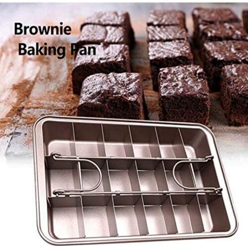 ABZS Non Stick Brownie Pans with Dividers High Carbon Steel 18-Lattice Brownie Baking Tray for Oven Baking Baking Pan