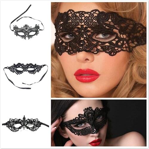 Black Lace Masquerade Face Mask Prom Clubwear Gothic Accessories Nightclub Party Sexy Eye Mask Black Exotic Props Costume Lady