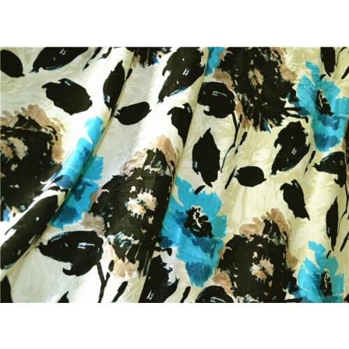 Ink amorous feelings of rice white satin jacquard nerazzurri digital printing natural linen dress qipao / 1 m