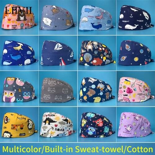 Customizable breathable cotton printed surgical cap dental care scrub cap medical beauty salon work cap laboratory scrub cap