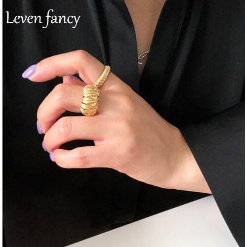 French Design Wide Face Convex Gear Ring Pumpkin Shape Opening 925 Sterling Silver Dome Ring Girlfriend Engagement Jewelry