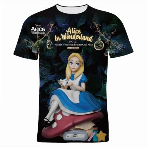 Men T-shirt Disney Alice in Wonderland 3D Print Summer Women Oversized T Shirt Streetwear Boy Girl Kids Cartoon Anime Tee Tops