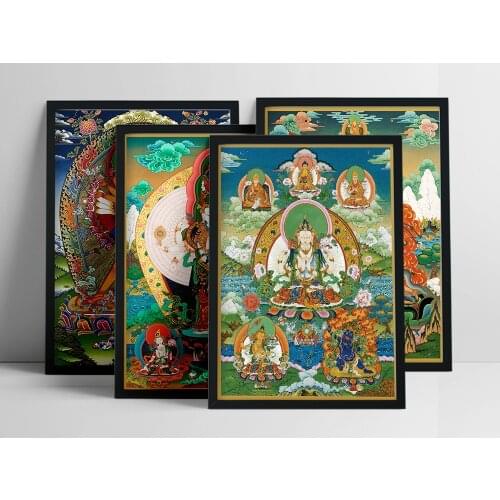 Thangka God Buddha Modern Buddha Canvas Art Prints Art Buddhism Posters Wall Art for Living Room Home Decor Office (No Frame)