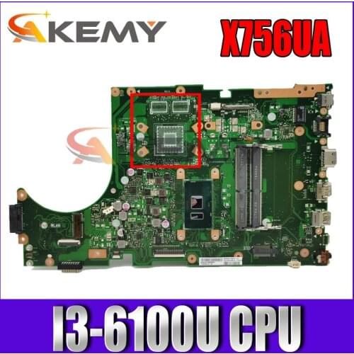 X756UA MAIN_BD./I3-6100U/AS 90NB0A00-R00011 Mainboard REV 2.0 For Asus X756U X756UXM X756UX X756UA X756UV Laptop Motherboard