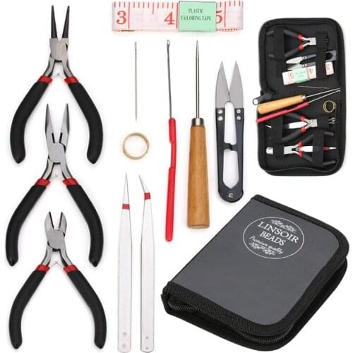 12pcs/set Jewelry Tools Jewelry Making Set Flat Nose Pliers Beading Needles Kit Fit DIY Jewelry Making Tools & Equipment