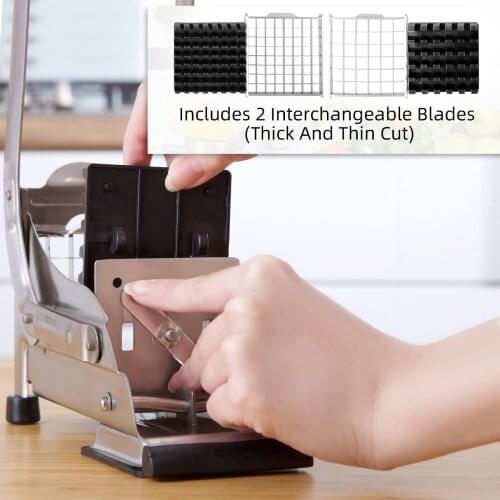 Stainless Steel French Fry Cutter,Vegetable Potato Slicer,with Suction Cup 2 Blade Size Cutter,Safe Slice Meal Kitchen Food Pre