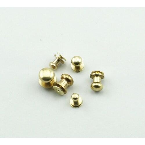 2016 New 50pcs 5mm Leathercraft Brass Belt Screw Rivet Round Button Chicago Screw Button Studs Scrapbooking Leather Craft Tool