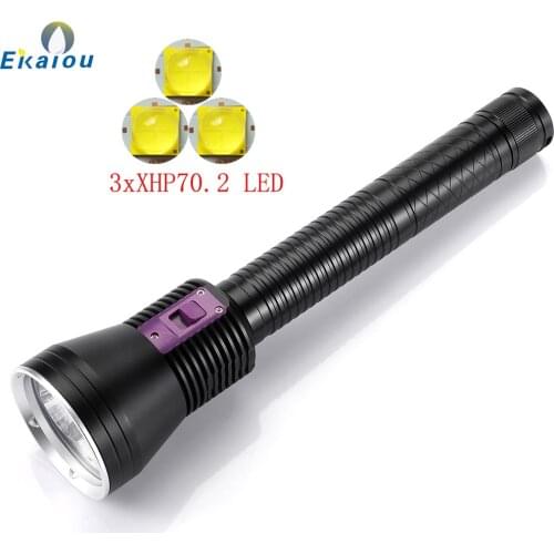 2020 new High Power Diving Flashlight 3xXHP70.2 LED dive Underwater torch 200Meters Submersible Lights use 3x26650 battery