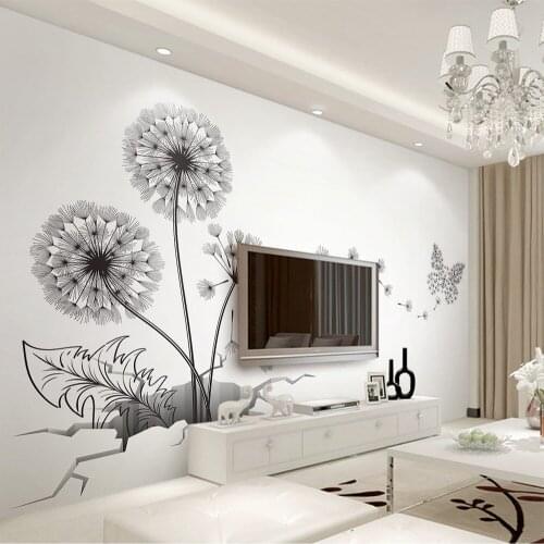 New Hot sell Wall Stickers 3D Broken Wall Dandelion Waterproof Removable Wall Stickers For Kids Rooms Wall Art Home Decoration