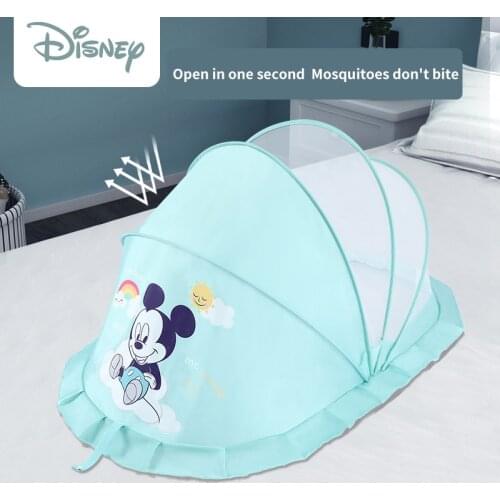 Disneys New Portable Foldable Crib Cartoon Zipper Mosquito Net Baby Childrens Bed Bedding for Cribs Polyester Cotton Material