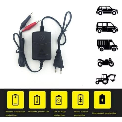 Portable 12V Automatic Battery Charger EU Plug Smart Compact Battery Lead Acid Rechargeable for Car Motorcycle Amp Volt Trickle