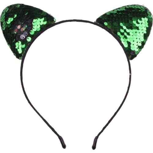 Handmade Headband Cartoon Headband Sequin Headwear Children Girl Cute Double-Sided Ear Fashion Hair Accessories