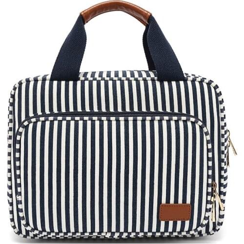 Custom Logo Simple Waterproof Portable Women Canvas Cosmetic Toilet Bag For Travel