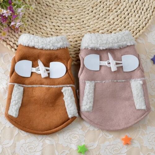 Button Fashion Warm Dog Coat Dogs Winter Hat Coats Jackets Pet Clothes Supplies For Dogs Cats Small Medium