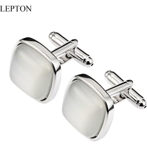 Low-key Luxury Stone Cufflinks for Mens LEPTON Women Classic Luxurious Tuxedo Shirts Cat Eye Cuff links Formal Wedding Business