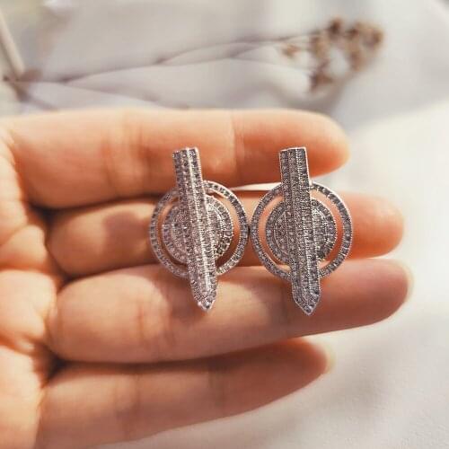 Last Sale Cubic Zircon Drop Earring Jewelry White Round Design Luxury Crystal Women Statement Jewellery