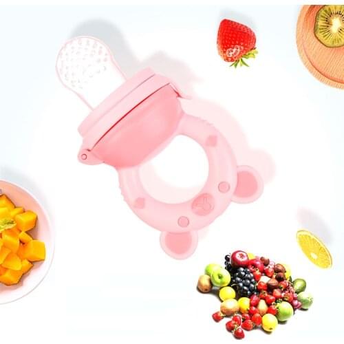 1Pcs Bear Handle Pacifier Feeder For Baby Food Grade Silicone PP Training Nipple Milk Fresh Fruit Nibbler Teat Pacifier Bottles