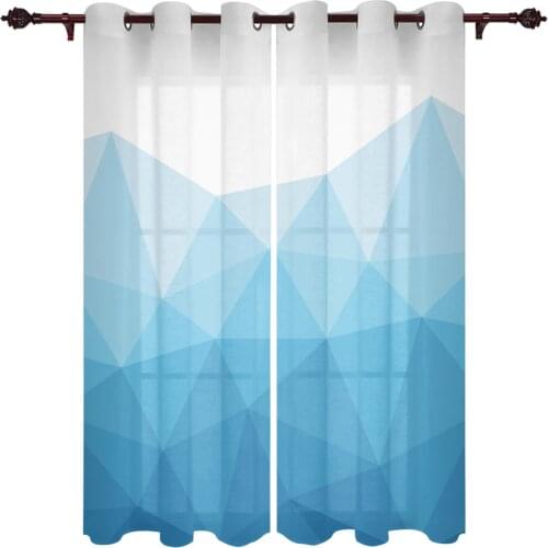 Modern Curtains Triangle Blue Gradient Baby Room Bedroom Creative Window Curtains Kitchen Living Room Terrace Valance Curtains