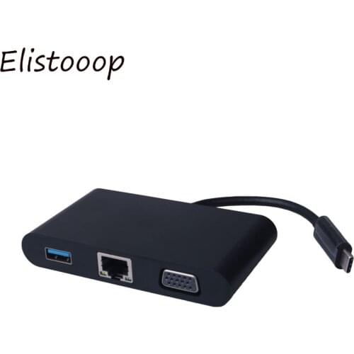 Thunderbolt usb type-c hub VGA ethernet rj45 usb3.0 usb c charging 5in1 adapter cable converter for macbook pro Dell XPS