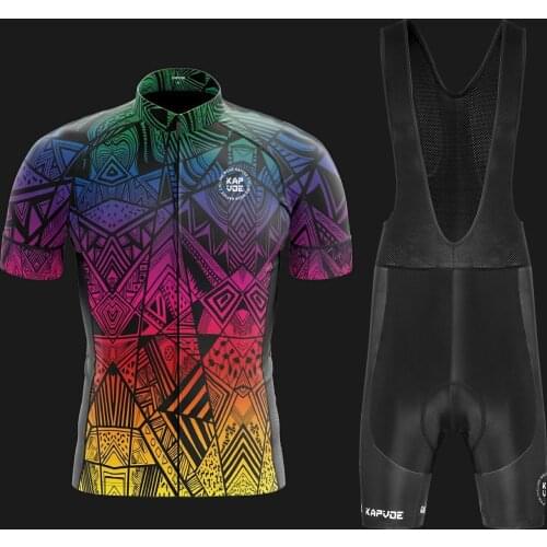 Kapvoe Cycling Shirt MTB Bib Shorts Mens Mountain Cycling Sets Breathable Bike Wear Anti-sweat Cycling Jersey Bicycle Clothing