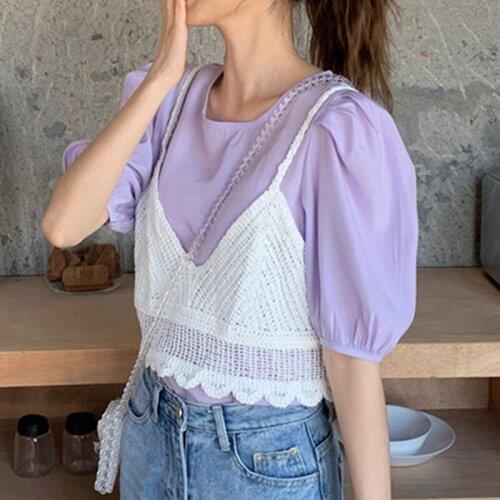 Korean Style Women Crochet Camis Tops Sexy Tank Tops Knitted Hollow Camisoles Vest Casual Spaghetti Strap Crop Tops