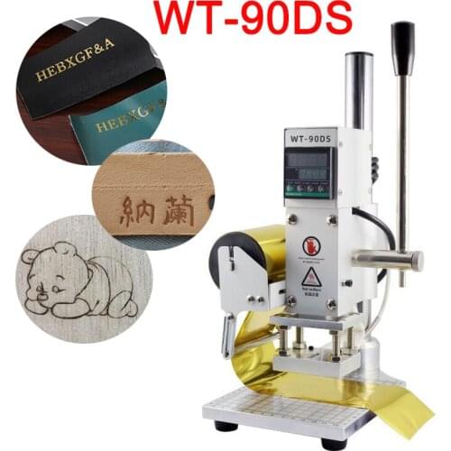 WT-90DS Manual Digital Heat Press Machine 300W PVC Leather Card Book Wood Custom Logo Embossing Hot Foil Stamping Machine