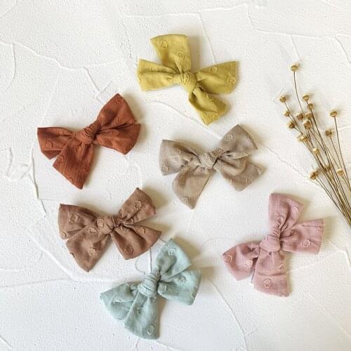 Cotton Baby Hair Clips Lovely Hair Bows for Girls Hairgrips Solid Hairpins Children Kids Barrettes Hair Accessories Dropshipping