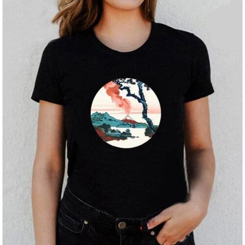 Fashion Tee Shirt Femme Vintagea Mount Fuji Print Women T Shirt Casual Summer Short Sleeve Harajuku Shirt Tshirt Camiseta Mujer
