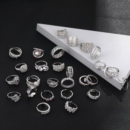 Women Rings Variety Fashion Diverse Banquet Couples Wedding Rings Silver Plated Cubic Zirconia Rings Give Girls Gift Jewelry