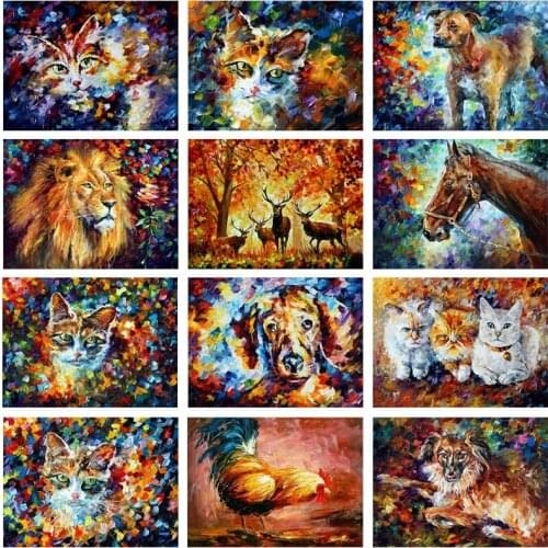 Animal 5D DIY Diamond Painting Cross Stitch Full Square Drill Mosaic Rhinestone Lion Cat Horse Embroidery Art Room Wall Decor