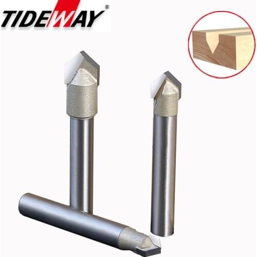Tideway 1pc Professional Grade Single V-shaped 3D Inverted Edge Trimming Cutter Woodworking 90 Degree Beveled Router Bit