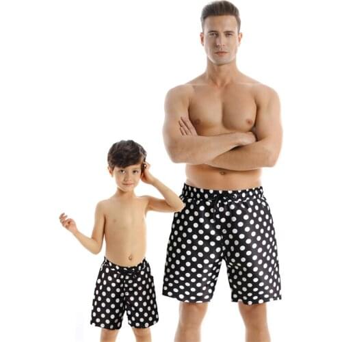 2021 Summer Loose Swimming Trunks Polka Dot/ Plant Print Beach Shorts with Drawstring Men Boys Beachwear Short De Bain Homme