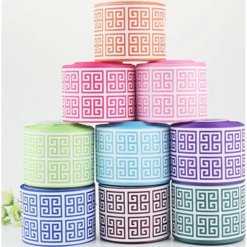 3 inch geometric printed grosgrain ribbon 75mm 10 yards Diy hair bows ribbons for wedding garment christmas decoration