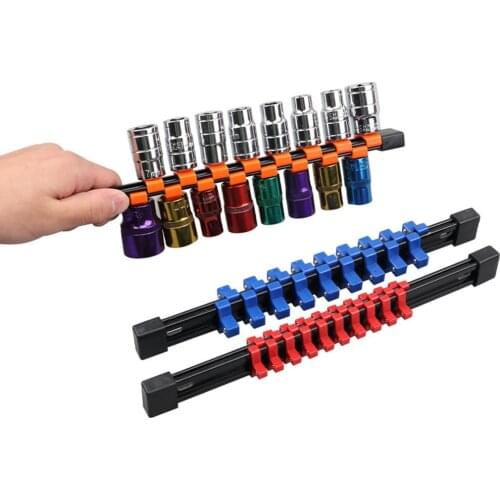 3Pcs Socket Organizer Holder 1/2" 3/8" 1/4" Socket Wrench Storage Rack Tray ABS Mountable Sliding Drive Socket Holder Rail