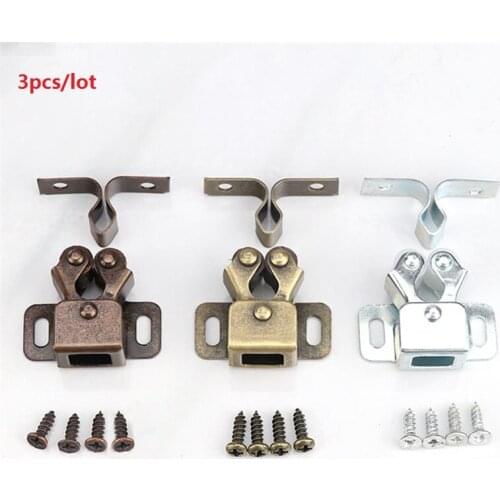 3PCS/LOT Door Stop Closer Stoppers Damper Buffer Magnet Cabinet Catches With Screws For Wardrobe Hardware Furniture Fittings