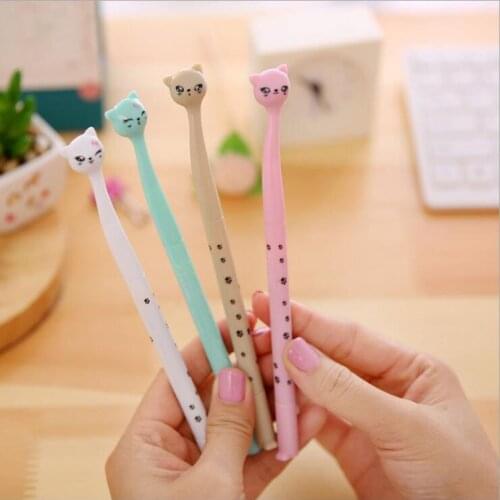 60pcs/lot Cute Cartoon Cat Gel Pen Kawaii Stationery Pens Canetas Material Escolar Office School Supplies Papelaria Cat Pen