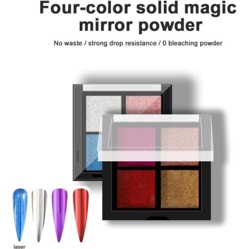 Nail Glitter Powder 4 Colors/pc Holographic Chrome Mirror Laser Pigment Manicure Eye Eyeshadow 3D Shiny Nail Art Decoration Tool
