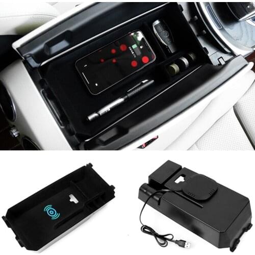 For Mercedes Benz new C GLC Class C200 C180 GLC250 W205 Mobile phone wireless charging armrest box storage Sundries packing box