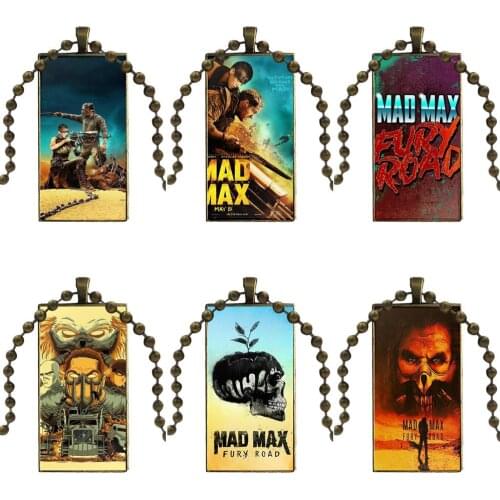 For Wedding Movie Mad Max Fury Road Fashion Glass Cabochon Pendant Rectangle Necklace Choker Necklace Jewelry