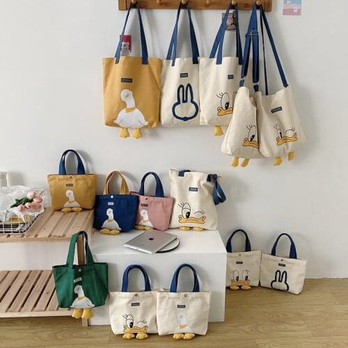Delicately Cute All-Match Duck Sail Bags Casual Canvas Portable Shopping With Shoulder Slanting Cross Bags