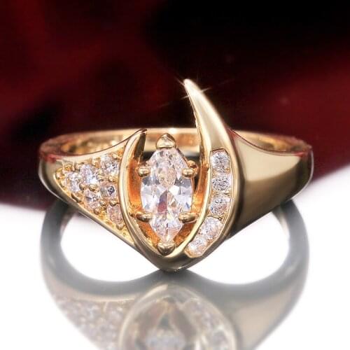 JK Vintage Gorgeous Women Party Ring Noble Lady Ring Shine Cubic Zircon New Design Girls Birthday Gift Large Antique Rings