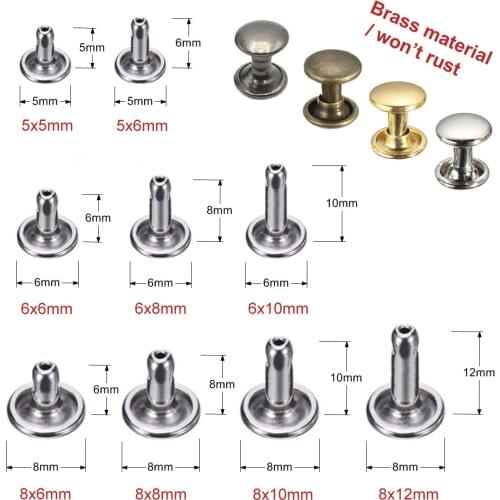 KALASO 100sets Brass Material Double Cap Rivet Collision Nail Spike Rock Leathercraft Shoe Bag Belt Garment Bracelet Accessories