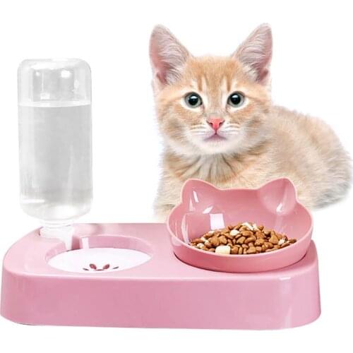 1 Piece Pet Cat Water Food Bowl Set Kittens Food Water Feeder Automatic Cat Water Dispenser Dog Food Bowl With Water Bottle