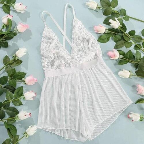 Lace Embroidery Lingerie Women Underwear Sleepwear Bodysuit Jumpsuit Teddy Plus Size Female Sexy New 2021