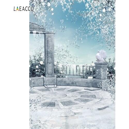 Laeacco Fairytale Frozen Palace Floral Tree Pigeon Photography Backgrounds Vinyl Custom Photographic Backdrops For Photo Studio