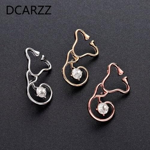 Best Stethoscope Brooches Lapel Pin Gold Rose Gold Gift for Doctor/Nurse Medical Christmas Jewelry Men Crystal Pins Metal