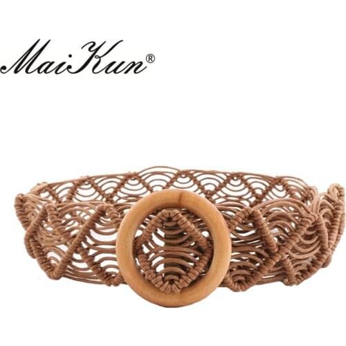 Maikun Wide Belts for Women Stylish Hollow Woven Belt for Female Belt