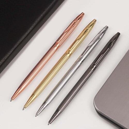 Luxury Metal Ballpoint Pen Business Office Stationery Gold Roller Ball Pen 1.0 mm Black Ink Refills for Signing Writing Gifts